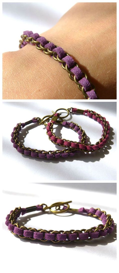 Jump Ring Jewelry Diy, Suede Bracelet Diy, Faux Suede Bracelets, Cord Bracelet Diy, Leather Bracelet Tutorial, Rings To Make, Aromatherapy Accessories, Diy Bracelets With String, Jump Ring Jewelry