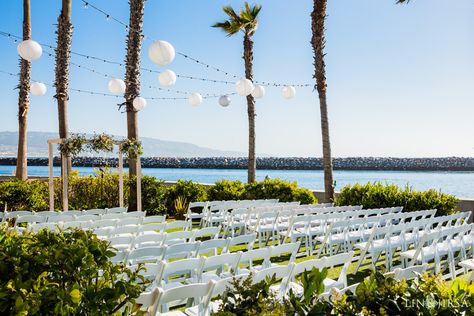 we love the greenery with the water- all elements of nature Portofino Hotel, Marina Wedding, Best Wedding Reception, White Wedding Arch, Monarch Beach Resort, Terranea Resort, Wedding Reception Locations, St Regis, Redondo Beach