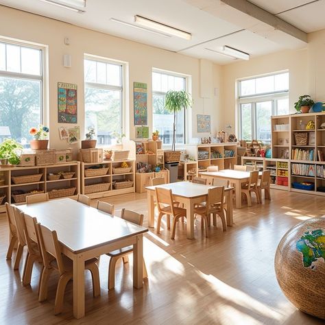 Daycare Center Kids Wooden Nursery Furniture Sets Daycare Rooms Setup, Homeschool Room Design, Childcare Rooms, Reception Classroom, Teaching Classroom Decor, Daycare Classroom, Home Day Care, Preschool Furniture, Preschool Designs