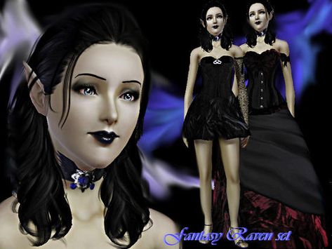 A lovely set inspired by the magical bird the Raven. Found in TSR Category 'Sims 3 Female Clothing Sets'