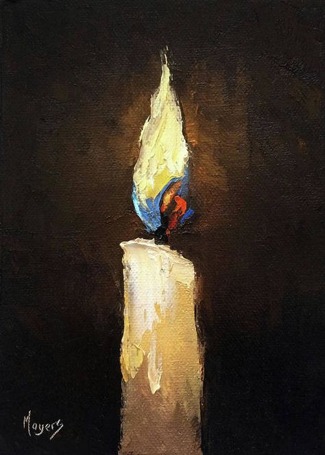 Candle Painting Art, Candle Art Painting, Watercolor Candles, Candle Painting, Simple Oil Painting, Arte Aesthetic, Arte Grunge, Easy Art, Arte Animal