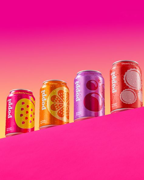 Soda Can Product Photography, Sunscreen Photoshoot, Soda Photography, Poppi Soda, Product Render, Healthy Brands, Soda Drink, Drinks Brands, Beer Logo