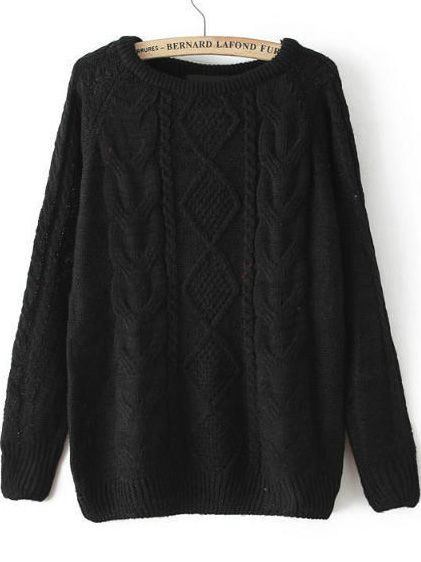 Shop Cable Knit Loose Black Sweater online. SheIn offers Cable Knit Loose Black Sweater & more to fit your fashionable needs. Black Cable Knit Sweater, Shopping Products, Loose Pullover Sweater, Black And White Outfit, Chunky Cable Knit Sweater, Black Long Sleeve Sweater, Black Pullover Sweater, Loose Fit Sweater, Black Knit Sweater