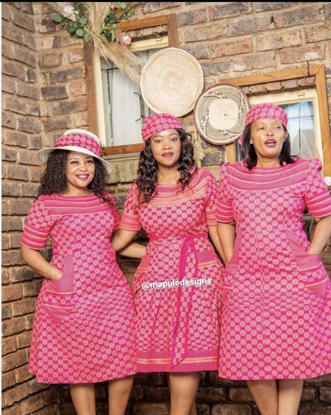 Tswana Dresses Design, Sotho Dresses, Sotho Traditional Attire Women, Isishweshwe Dresses, Makoti Dresses African Women, Shweshwe Skirts, Pedi Dresses, Shweshwe Dresses For Makoti, Shweshwe Dresses Patterns