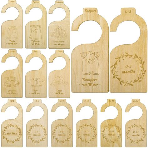 14 Pieces Baby Closet Size Divider Wooden Baby Wardrobe Dividers Baby Closet Organizers Unisex Baby Clothes Hanger Separator from Newborn Infant to 24 Months for Home Nursery, 14 Styles: Amazon.com.au: Baby Veneer Projects, Baby Clothes Hanger, Wardrobe Dividers, Baby Clothes Dividers, Nursery Closet Dividers, Baby Clothes Hangers, Baby Closet Organization, Baby Wardrobe, Baby Closet Dividers