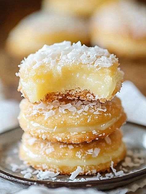 Ariarecipes - Heavenly Coconut Lemon Curd Cookies 😋🍋🥥 Ingredients:... | Facebook Lemon Curd Cream Cheese Filling, Coconut Lemon Curd Cookies, Lemon Curd Cream Cheese, Lemon Curd Cookies Recipe, Lemon Curd Cream, Lemon Curd Cookies, Curd Cookies, Hawaiian Cookies, Christmas Shortbread