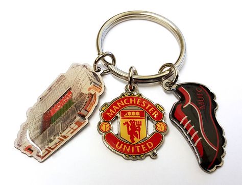 Manchester United MUFC - Triple Charms Key Ring - Man Utd Official Product in Sports Memorabilia, Football Memorabilia, Keyrings | eBay Manchester United Accessories, Manchester United Gift Ideas, Manchester United Gifts, Diy Projects Gifts, Manchester United Fans, Manchester United Football Club, Football Memorabilia, Ring Man, Manchester United Football