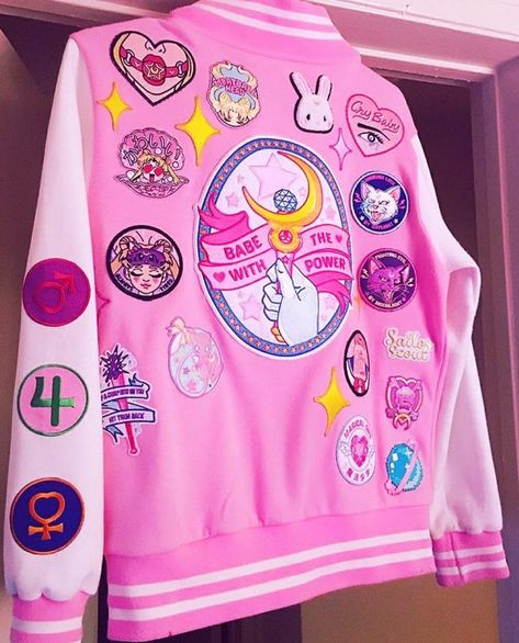 Kirby Jacket, Pastel Jacket, Battle Jacket, Diy Jacket, Pastel Fashion, Cute Comfy Outfits, Pink Jacket, Kawaii Clothes, Kawaii Fashion