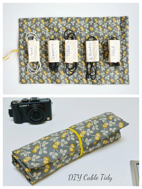 DIY Fabric Charger Cord Organizer Free Sewing Patterns | Fabric Art DIY Sew Cord Organizer, Travel Cord Organizer Sewing Pattern, Cord Organizer Sewing Pattern, Charger Organizer Diy, Travel Cord Organizer Diy, Cord Keeper Diy Cable Organizer, Cord Organizer Diy, Diy Cable Organizer, Diy Cord Organizer