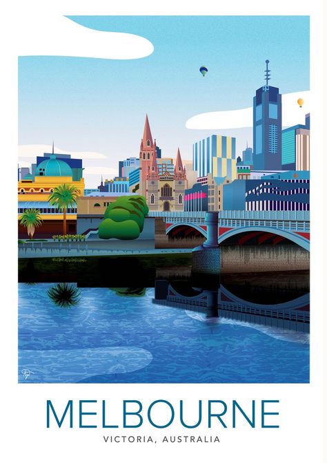 Melbourne Illustration, Melbourne Australia City, Victoria City, Melbourne Markets, Places In Melbourne, Posters Australia, Illustration Courses, City Branding, Building Illustration