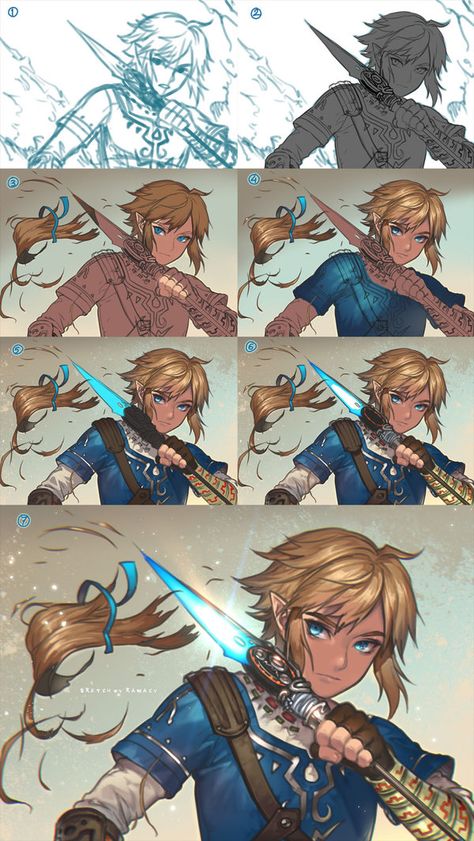 Forget The Past, Zelda Botw, Zelda Art, 캐릭터 드로잉, Zelda Breath, Digital Painting Tutorials, Anime Drawings Tutorials, Process Art, Digital Art Tutorial