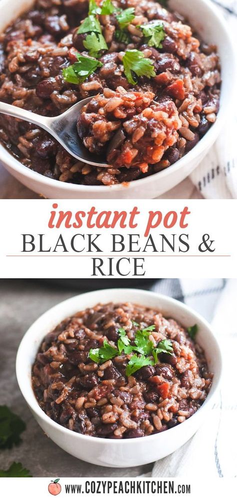 Black Beans And Rice Recipe Instant Pot, Instapot Black Beans And Rice Recipe, Black Beans And Rice Instant Pot, Black Bean Recipes Instant Pot, Instant Pot Beans Recipes, Instant Pot Beans And Rice, Rice And Beans Instant Pot, Instant Pot Rice And Beans, Black Beans Instant Pot