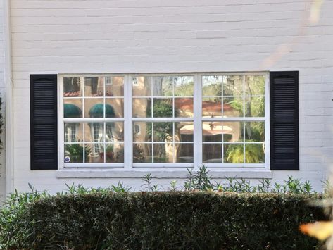 Why Fake Shutters Make Me Angry | The Craftsman Blog Shutters For Large Windows, 1960s Ranch House Remodel, Wooden Shutter Blinds, Louvered Window, Victorian Bay Window, Shutters Diy, Bay Window Shutters, Colonial Shutters, Window Shutters Exterior