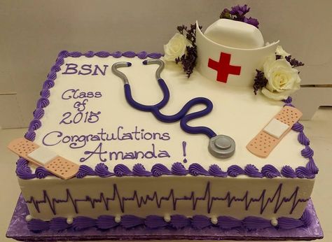 Nurse Grad Cake Ideas, Nursing School Graduation Cake Ideas, Nurse Cake Ideas Graduation, Nurse Graduation Party Food, Nurse Grad Cake, Nursing Graduation Cakes, Graduation Sheet Cakes, Grad Cakes, Doctor Cake