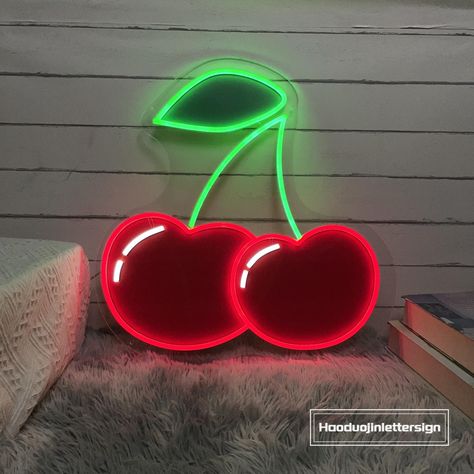 $25 is NOT final price. 'Cute Cherry' LED neon sign  Color: Cool White, Warm White, Red, Blue, Ice Blue, Yellow, Pink, Purple, Green, Orange (if you want mix color, pls contact us) Features: --------------- This is a flex LED Neon sign, not glass neon,having the same effect as a glass neon sign, LED neon is completely safe and non frangible. > Our neon signs are durable. > Neon signs are safe to handle. > Neon signs are available in multiple colors and fonts. > Neon signs are long lasting and co Cocktail Bar Decor, Room Wall Decoration, Fruit Shop, Light Sign, Led Neon Lighting, Neon Light Signs, Can Lights, Cocktail Bar, Led Neon