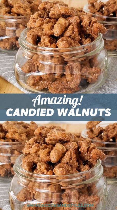 Praline Walnut Recipe, Candied Nuts Gift, Baked Walnuts Recipe, Honey Roasted Walnuts Oven, Candid Walnuts Recipes, Cinnamon Walnuts Roasted, Cinnamon Sugar Walnuts Recipe, Candies Walnuts Recipe, Candies Walnuts Easy