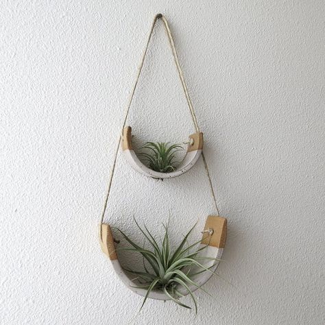 Tiered Speckled Buff Stoneware Hanging Tillandsia Air Plant | Etsy Hanging Plants Outdoor, Hanging Plants Diy, Plants Hanging, Plant Containers, Clay Inspo, Air Plant Display, Tillandsia Air Plant, Hanging Plants Indoor, Support Plante