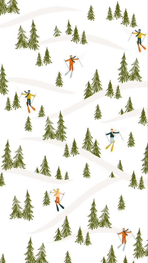 Skiing Wallpaper Iphone, Winter Phone Wallpaper Iphone Backgrounds, Skiing Wallpaper, Ski Wallpaper, Snowflake Illustration, Snowflake Wallpaper, Christmas Collage, Xmas Wallpaper, Winter Illustration