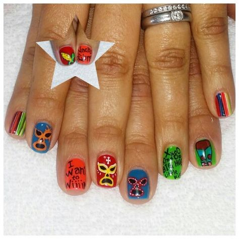 Nacho Libre! Nacho Libre Nails, Nacho Libre, Nachos, Hand Painted, Nails