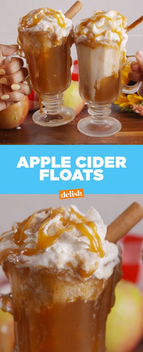 Apple Cider Floats Will Make You Get Over SummerDelish Apple Cider Wine Recipe, September Dinners, Apple Cider Floats, Autumn Drinks, Fall Desserts Apple, Cider Wine, Float Recipes, Cider Drinks, Apple Cider Recipe