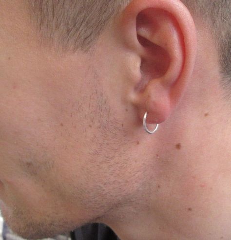 Mens Piercings, Three Ear Piercings, Upper Ear Piercing, Mouth Piercings, Men's Piercings, Ear Piercings Chart, Surface Piercing, Piercing Chart, Double Ear Piercings