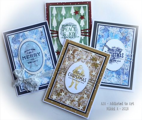 Christmas Cards with Tim Holtz Shifter Layering Stencils and Stampers Anonymous Festive Overlay stamp set. Layering Stencils, Creative Card, Stampin Up Christmas Cards, Card Techniques, Christmas Holiday Cards, Card Making Tutorials, Christmas Stamps, Christmas Cards To Make, Winter Cards