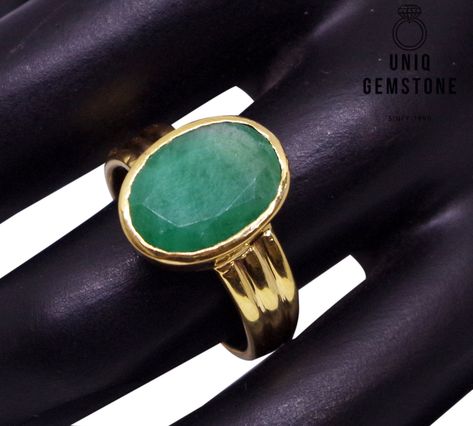 AAA Natural Certified Emerald (Panna) Ring 3.82 to 8.30 Carat with Panchadhatu Astrology Ring for Unisex Panna Ring, Astrology Ring, Colombian Emerald Ring, Cats Eye Ring, Chirstmas Gift, Eastern Countries, Emerald Gem, Gold Ring Designs, Men Ring