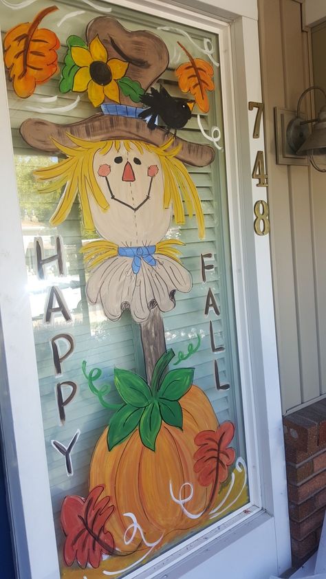 Fall Window Scene, Harvest Window Painting, Scarecrow Window Painting, Window Painting Ideas Fall, Halloween Window Painting Ideas Scary, Turkey Window Painting, Fall Window Painting Ideas For Classroom, Pumpkin Window Art, Window Decorations For Classroom