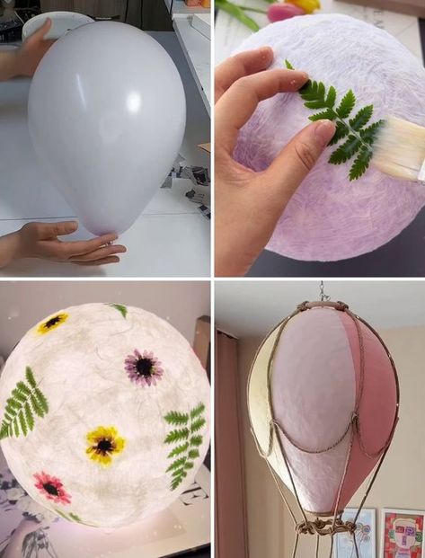 Mod Podge Balloon Crafts, Balloon Tissue Paper Lantern, Paper Balloon Craft, Tissue Paper Lanterns Diy, Hotairballoon Craft, How To Make A Hot Air Balloon, Parachute Crafts, Diy Air Balloon, Balloon Crafts For Kids