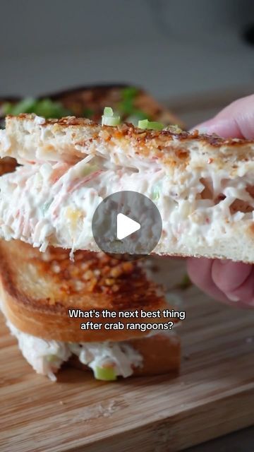 Crab Rangoon Grilled Cheese, Seafood Stack, Crab Rangoon Filling, Crab Salad Sandwich, Panini Sandwiches, Griddle Recipes, Crab Rangoon, Sandwich Ingredients, Whipped Cream Cheese