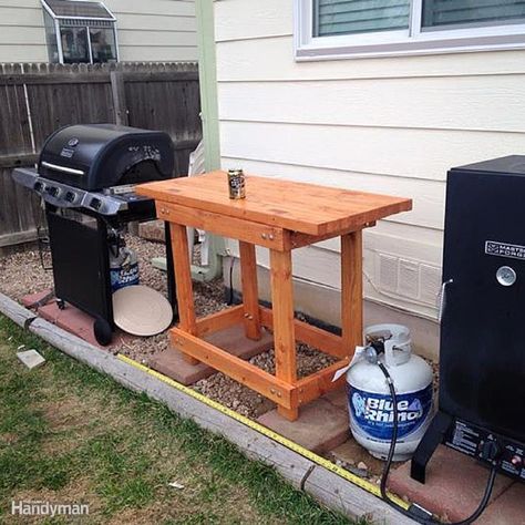 Outdoor Prep Table Outdoor Prep Table, Simple Workbench Plans, Wood Workbench, Can Of Beer, Building A Workbench, Outdoor Cooking Area, Prep Table, Diy Table Saw, Grill Table