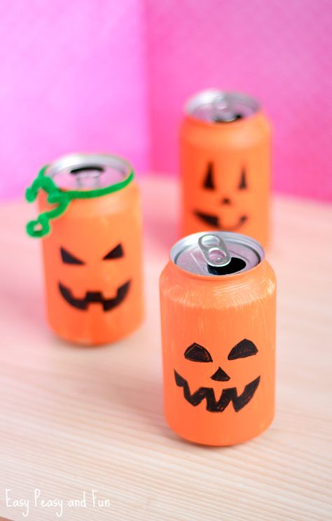 Tin Can Pumpkin Craft - Halloween Crafts for Kids - Easy Peasy and Fun Easy Halloween Diy Crafts, Environmental Club, Quick Halloween Crafts, Best Crafts For Kids, Halloween Crafts And Activities, Fall And Halloween Crafts, Harvest Ideas, Can Pumpkin, Recycling For Kids