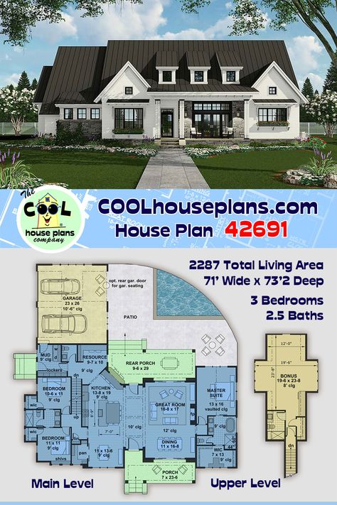 2200 Sq Ft House Plans Open Floor Modern, House Plans 1800 Sq Ft Open Concept One Story, House Plans 2400 Sq Ft Open Floor, 2200 Sq Ft House Plans Open Floor, 2200 Sq Ft House Plans, 6 Bedroom Farmhouse, Kitchen Pass, Farmhouse Home Design, Farmhouse Floor Plans