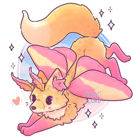 ✨🦋 another flying/dragon fox! This time it’s a Rosy Maple Moth Fox! 🦊🦋✨ What should I combo a fox with next? I’m thinking a bird… | Instagram post from Naomi Lord Art (@naomi_lord) Fox Breeds, Naomi Lord Art, Baby Moth, Naomi Lord, Maple Moth, Moth Drawing, Rosy Maple Moth, Fly Drawing, Cute Moth