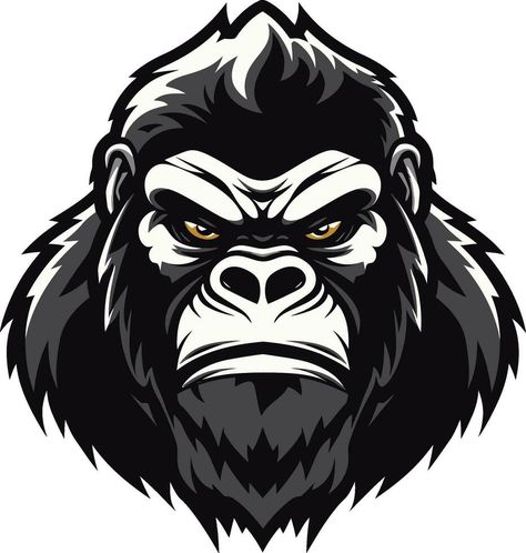 Iconic Wildlife Gaze Gorilla Logo Design Graceful Primate Silhouette King of the Jungle Gorilla Vector Logo, Gorilla Logo Design, Gorilla Logo, Sketch Board, Realistic Sketch, King Of The Jungle, Face Tattoo, Logo Banners, Nature Backgrounds