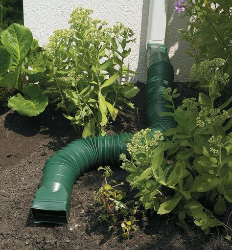 Flexible Downspout Diverter - Lee Valley Tools Downspout Extension, Downspout Diverter, Gutter Drainage, French Drains, Splash Blocks, Copper Rain Chains, Rain Barrels, Water Landscape, French Drain