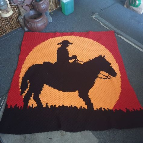 Crochet Cowboy Blanket, Crochet Western Patterns, Cowboy Crochet Blanket, Western Crochet Patterns, Crochet Western, Cowboy Blanket, Western Crochet, Magic Pixels, Cross Stitch Plastic Canvas