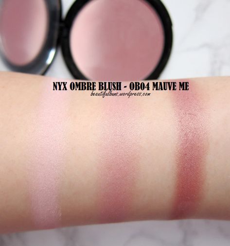 NYX Ombre Blush OB04 Mauve Me Mauve Blush Makeup, Mauve Blush, Nyx Ombre Blush, Soft Summer Makeup, Cool Skin Tone, Colors For Skin Tone, Makeup Guru, Makeup Swatches, Lipstick Shades