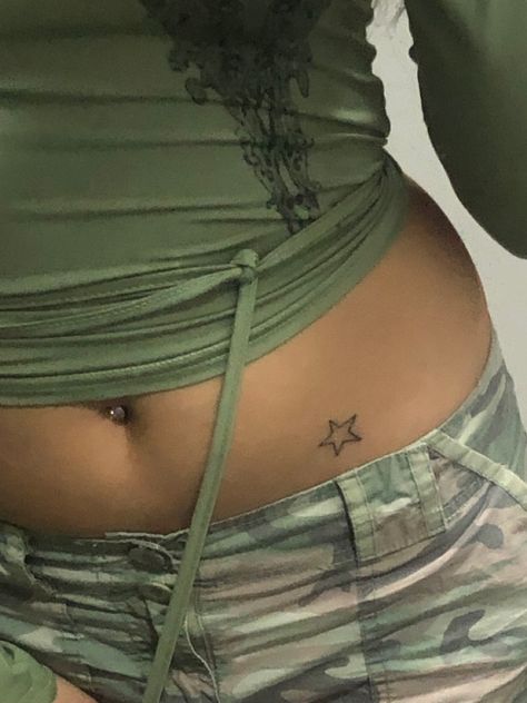 Lower Back Tattoos Stars, Abdomen Tattoos Women Small, Tattoo Ideas Female Lower Stomach, Lower Torso Tattoo, Star Tattoo On Stomach, Star On Hip Tattoo, Small Lower Stomach Tattoos, Small Belly Tattoo, Tattoo Lower Belly