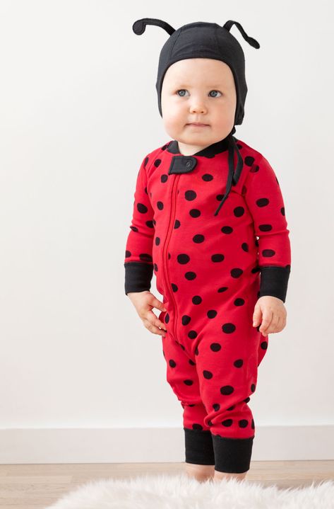 our ladybug organic cotton sleeper makes for a cute first Halloween costume Baby Ladybug Costume, Baby Ladybug, Ladybug Costume, Pajama Costume, Toddler Accessories, Baby E, Best Pajamas, Matching Family Pajamas, Cute Costumes