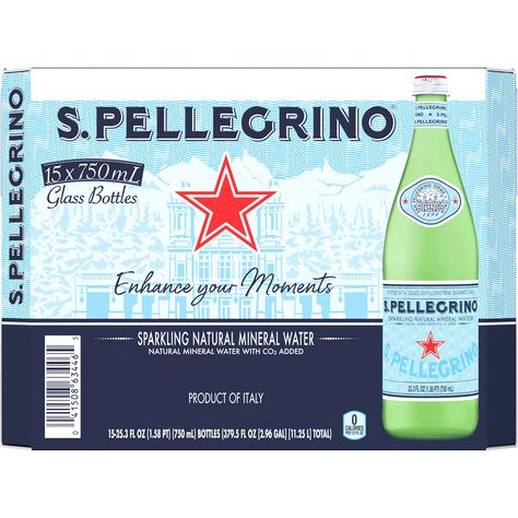 With S.Pellegrino Sparkling Natural Mineral Water, you can enjoy bottle after bottle of crisp, refreshing bubbly water. This water has been naturally filtered in the Italian Alps and gently carbonated with natural CO2.Discover the Elegance of S.Pellegrino Sparkling Natural Mineral WaterThis package contains 15 - 25.3-fluid-ounce glass bottles of sparkling water. It's produced by San Pellegrino, an Italian company producing natural mineral water since 1899. Its iconic label and green glass bottle make it a visual standout, although it's the luxurious texture and clean taste that makes Pellegrino water a global favorite. This sparkling mineral water has been bottled at the source in Bergamo, Italy, following a 30-year journey of natural filtration through the Alps, giving it its exquisite fl Bubbly Water, S Pellegrino, Sparkling Mineral Water, Bergamo Italy, Natural Mineral Water, Green Glass Bottles, Italian Alps, San Pellegrino, Sams Club