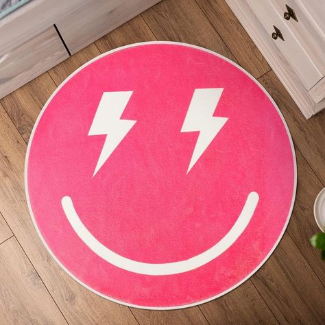 Shaggy Aesthetic, Round Bathroom Rugs, Pink Bathroom Rugs, Cute Bath Mats, Solar Flower, Bedroom Entrance, Preppy Room Decor, Preppy Room, Pink Bathroom