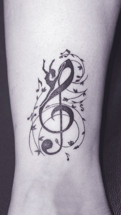 Dance And Music Tattoo, Dancer Tattoos For Women, Music And Dance Tattoo, Small Dance Tattoo, Tattoo Ideas Dance, Ballet Tattoo Ideas, Dance Tattoo Ideas Dancers, Music Tattoos For Women Beautiful, Dance Related Tattoos