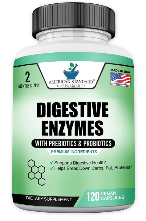 PRICES MAY VARY. American Standard Supplements Digestive Enzymes offer the highest potency in the market. Our customized formula contains Prebiotics + 1 Billion of Probiotics + Digestive Enzyme. These 3 combinations are well known to improve your digestion health. This digestion supplement is for women and men's health. Taking our formulated Digestive Enzymes with Probiotics and Prebiotics will keep you healthy all the time. Prebiotics and Probiotics are a perfect match. Probiotics are good bact Digestion Health, Probiotics And Prebiotics, Digestive Enzymes Supplements, Digestive Supplements, Food Types, Prebiotics And Probiotics, Probiotics Supplement, Digestive Enzymes, Premium Ingredients