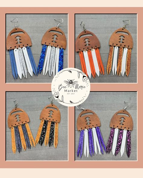 It’s GAME TIME… These custom leather earrings are EVERYTHING for football season!!! Get ready for GAME DAY with these leather fringe football earrings in your favorite team colors!!! 📣 🏈 🎉 These fun football earrings are $22 shipped and take around a week to ship. Stickers On Instagram, Football Earrings, Game Time, Leather Fringe, Football Season, Custom Leather, Leather Earrings, Team Colors, Favorite Team