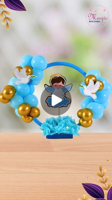 Deco Eventos Magic on Instagram: "🕊️How to make a centerpiece for a Christening?🎈¿Cómo hacer un centro de mesa para Bautizo?✨Learn to make an arrangement with balloons and a hoop🕊️Aprende hacer arreglo con globos y aro  #bautizo #Bautismo #centerpieces #reels #balloons #craft #manualidades #balloondecor #manualidadesfaciles #diy #drinks #reelsfb #beautiful #foryou #party #decoeventosmagic" Bautismo Centerpieces, Balloons Craft, Baby Boy Christening, Diy Drinks, Boy Christening, How To, Balloon Decorations, Christening, Balloons