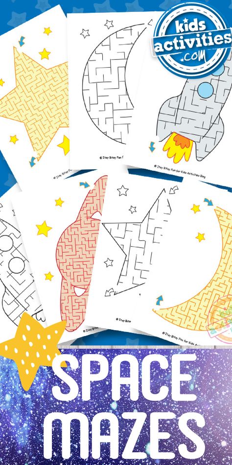 These Free Printable Mazes for Kids Are Out of This World | Kids Activities Blog Space Free Printables, Free Printable Mazes For Kids, Free Printable Mazes, Mazes For Kids Printable, Pencil Skills, Maze Pattern, Free Printables For Kids, Maze Worksheet, Printable Mazes