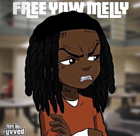 Ynw Melly Wallpapers Cartoon, Ynw Melly Drawings, Ynw Melly Cartoon Art, Ynw Melly Pfp, Ynw Melly Wallpapers Aesthetic, Ynw Melly Wallpapers, Lloyd Singer, Wallpapers Aesthetic Black, Fredo Santana