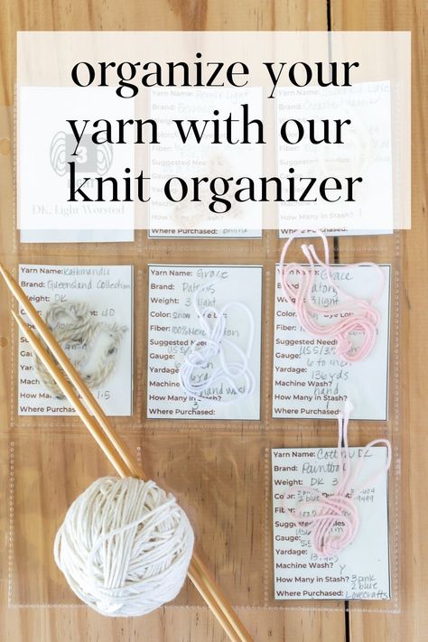 This knitting journal and organizer will help you keep your knitting resources, thoughts, patterns, and yarn inventory organized and in one place. Yarn Inventory, Knitting Journal, Knitting Needle Conversion Chart, Journal Organizer, Knitting Organization, Inventory Organization, Knitting Abbreviations, Yarn Organization, Knitted Washcloths