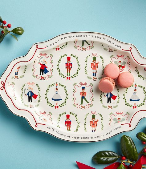 From Mud Pie, this Christmas platter features:The ceramic platter features a hand-painted fluted rim.CeramicWinter Wonderland CollectionHand-painted nutcracker detailScalloped rimHand washMeasure approx. 10.5" x 16.25"Imported. Christmas Platter, Vintage Nutcrackers, Ceramic Platter, Christmas Dishes, Christmas Plates, Christmas Party Decorations, Nutcracker Christmas, Mud Pie, Serving Platter